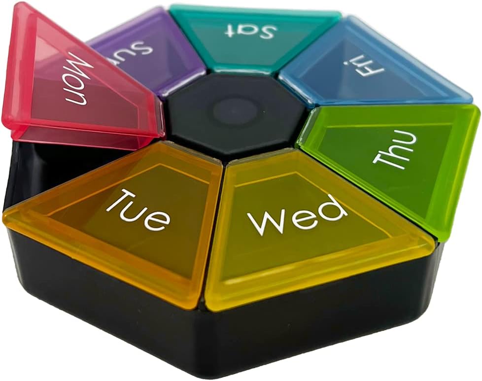 EZY DOSE 7-day pill organizer, rainbow colors